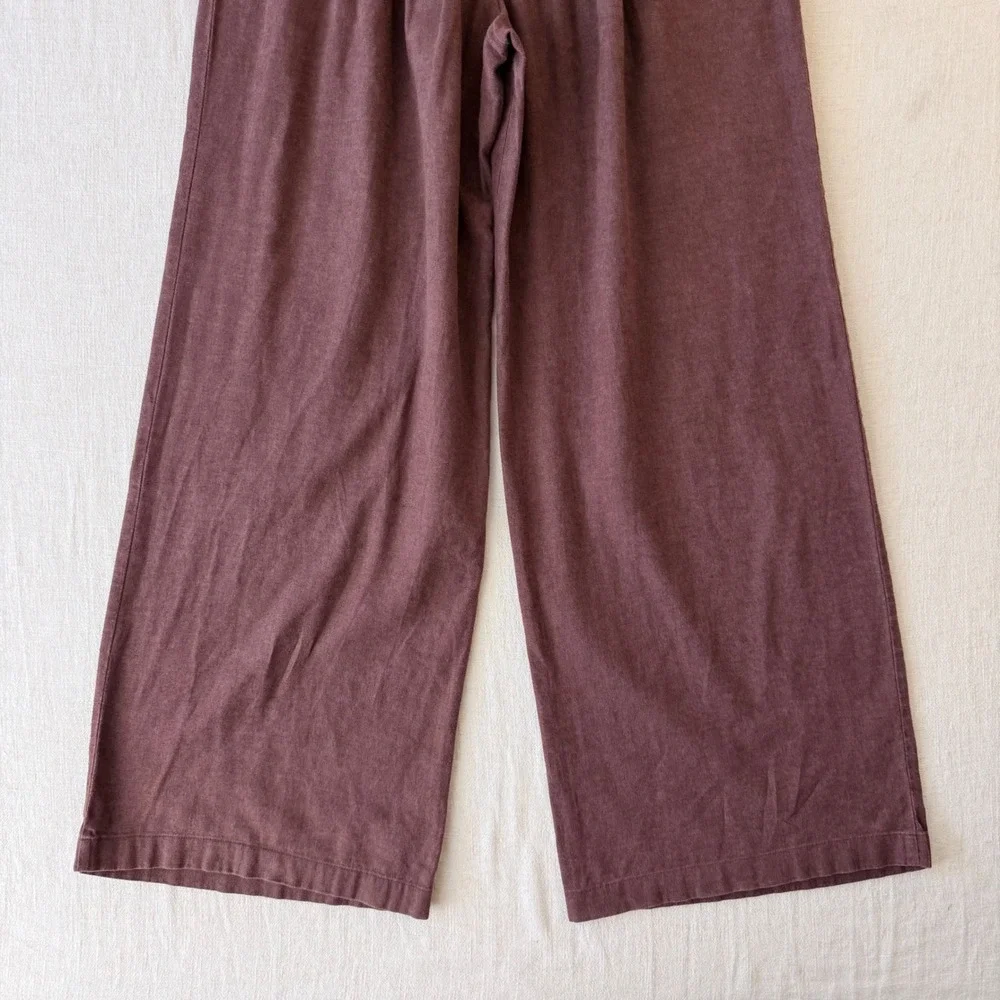 Abercrombie & Fitch Linen Blend Pleated Wide Leg Pants Womens Small Brown